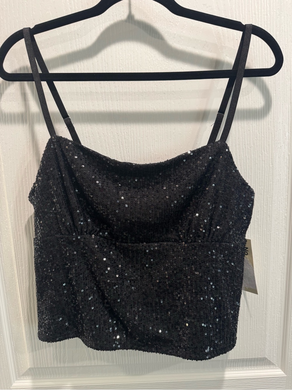 No Boundaries Black Sequin Cami Crop Top | NWT
